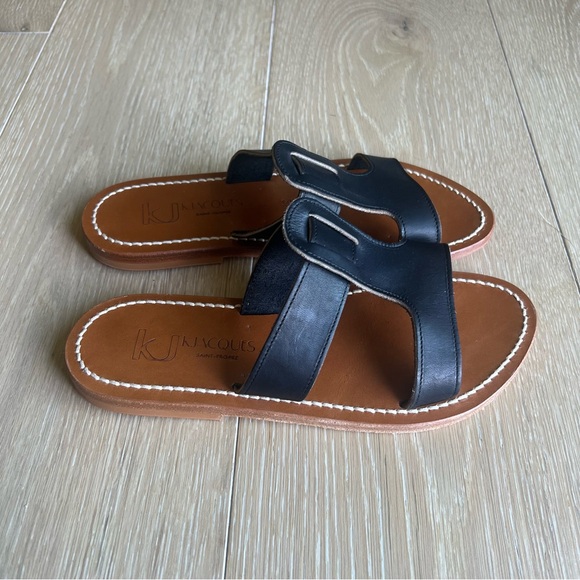 K.Jacques Womens Leather Slip-On Slide Sandals  Leather Size FR 37 US 5.5/ 6 NEW - Picture 2 of 7